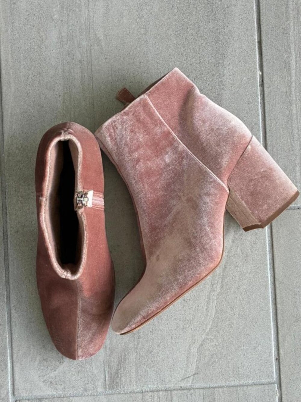 Bershka Velvet Ankle Boots – Dusty Pink, EU 39 / US 8